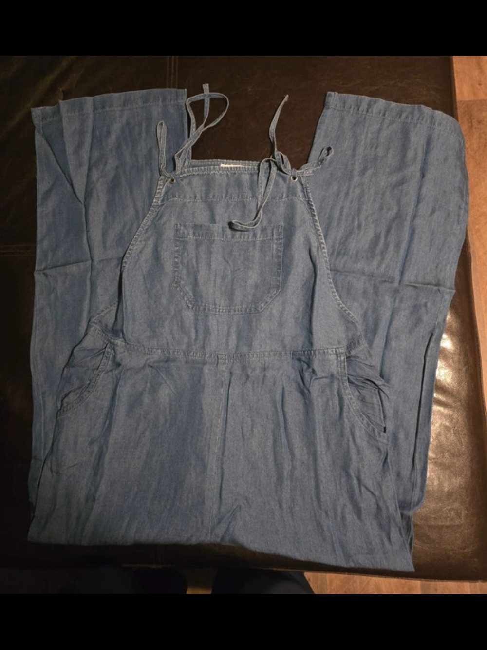 Zenana Light Wash Chambray Overalls Dress